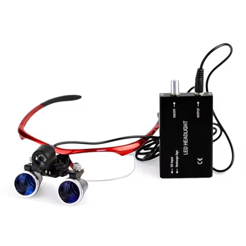 2.5X Dental Loupes Ergonomic Goggles Lab Medical Binocular 320-420mm Magnifier Dental Optical Lens Magnifying Glass (Red)