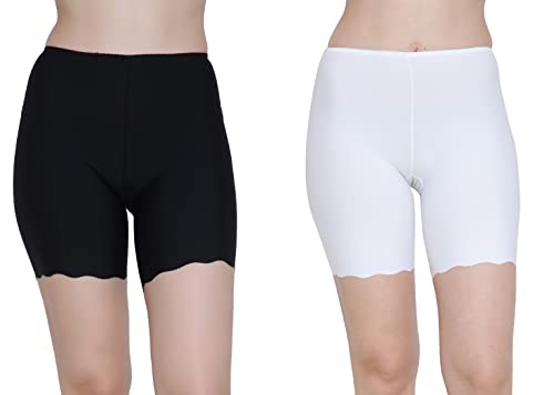 Image of GLAMORAS Women Nylon Spandex High Waist Stretchable Skin Fit Shorties Seamless Under Skirt Cycling Biker Bicycle Shorts