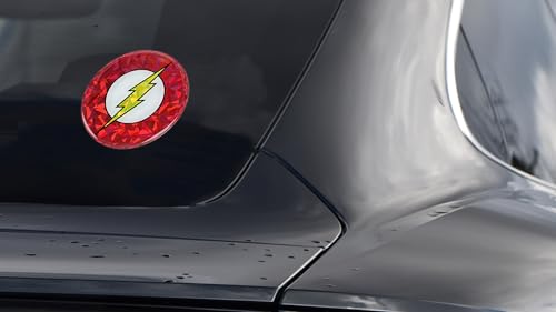 Image of Elektroplate Officially Licensed DC Comics The Flash Automotive Reflective Domed Decal (3.25 inch Diameter) Premium 3D All Weather Sticker for Car, Water Bottle, Laptop, Phone | Made in the USA