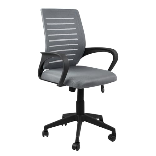 WeHome - Sedia Ufficio Ergonomica Futura Scrivania 62x60x95-105 CM Da Con Braccioli Seduta Imbottita Rotazione 360° Regolabile In Altezza Base Con Ruote Grigio