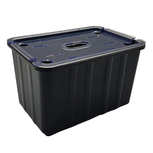 LOL-FUN タートル水族館、カメ水族館の生息地、換気タートルタンク、カエルの繁殖箱ケース、ザリガニ、カメ、トカゲ, Black S