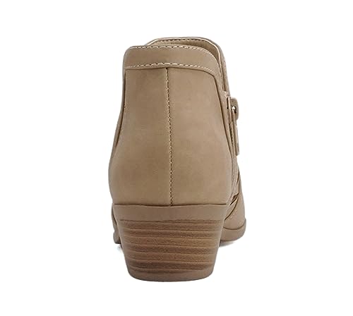 Image of Soda CHANCE Womens Perforated Cut Out Stacked Block Heel Ankle Booties (Wide Fit Available)