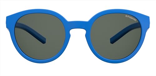 Polaroid Sunglasses Kids' PLD 8019/S/SM Oval Sunglasses, Blue/Polarized Gray, 42mm, 17mm2