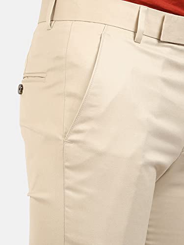 Image of Classic Collection Men's Smart Slim Fit 2-Way Stretchable Formal Trousers Made of Cotton Viscose Blend Fabric with Hidden Expandable Waistband and 3 Slant Pockets Plus 1 Ticket Pocket