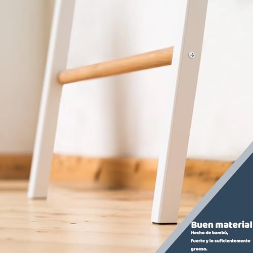 Toallero Escalera de 6 Niveles de Bambú, Estantería de Escalera Inclinada, Toallero de Pie de Escalera, Toallero de Baño para Colgar Toallas, Ideal para el Hogar y el Baño, 159x40x2cm - imagen 4