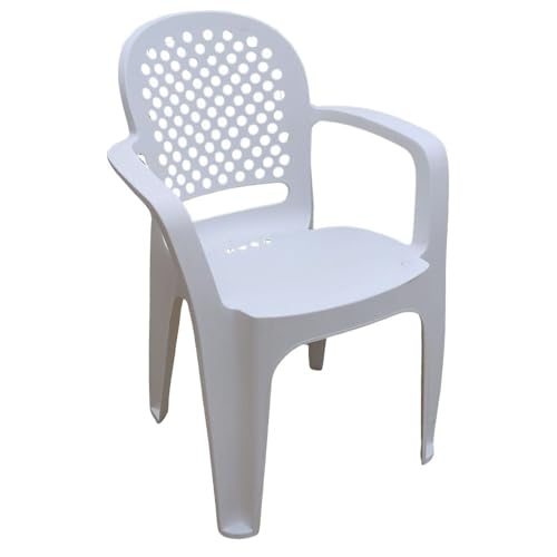 Image of Cello Crystal Armrest Plastic Chair with Matt Finish | Chairs for Living Room, Garden, Home Indoor and Outdoor Use (Colour: White, Set of 2)