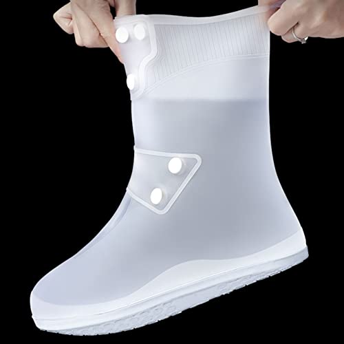 Cubrecalzado impermeable plegable de silicona para lluvia, diseño con tres broches ajustables, para todas las estaciones (Color: B, Talla: Grande) miniatura 5
