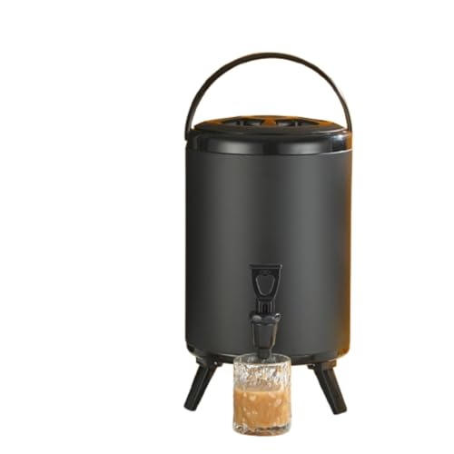 6L/8L/10L/12L ウォータージャグ タンク 保温ジャグ ステンレスジャグ ダブルステンレス 保温 保冷 大容量断熱バケツ 三脚 お湯/ジュース/ミルクティー/ミルク/豆乳/コーヒー 家族の集まりやレストラン (12L,ブラック)