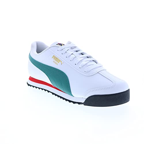 Puma Men's Roma Basic Sneaker, White-Alpine Green Team Gold, 14