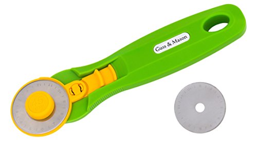 Guss & Mason Cortador rotativo con cuchilla de repuesto gratis - cúter circular de tela 45 mm con protección de cuchilla