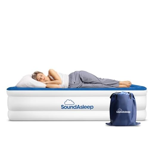 SoundAsleep Products Dream Series Luxury Air Mattress, ComfortCoil Technology, Built-in High Capacity Pump for Home, Camping- Double Height, Adjustable, Inflatable Blow Up, Portable (Twin Size)