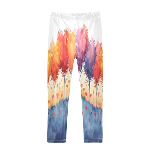 Bolaz Toddler Girls Leggings Printed Yoga Pants Leggings Trees with Colorful Leaves for Kids