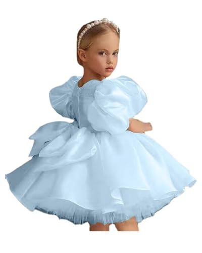 Satin Pageant Dresses for Girls Puffy Tulle Flower Girl Dress for Wedding Long Toddler Princess Gowns with Bow TJ17