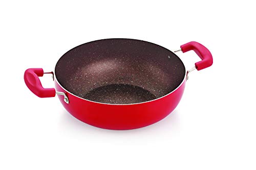 Image of Nirlon Kitchen Accessories for Cooking Non Stick Induction Red Stone Deep Kadhai