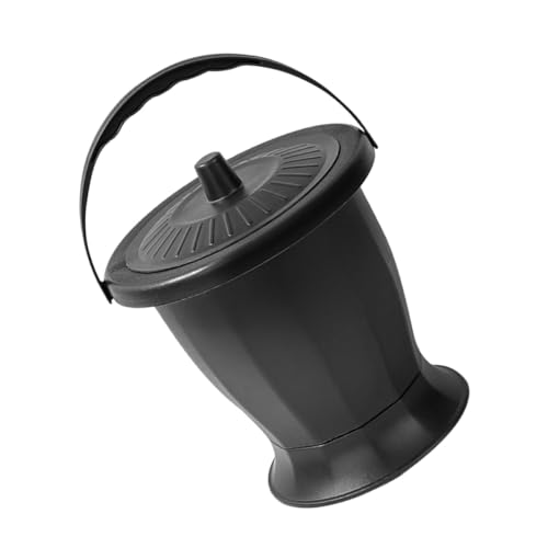 Pot de chambre portatif noir avec couvercle en PP pour adultes et seniors