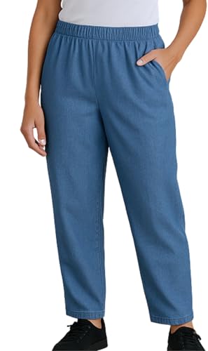 Turtle Bay New York Women's Casual Relaxed Fit Elastic Waist Pull On Denim Jeans