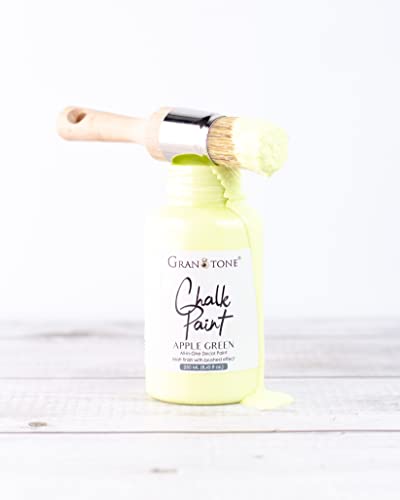 Image of GRANOTONE Chalk Paint for Furniture Matt-Finish Water-Based Acrylic Paint for Wood Walls Metal Glass Paper Fabric Canvas Maximum Coverage Chalk Paint for Kids & Adults 250ml Apple Green