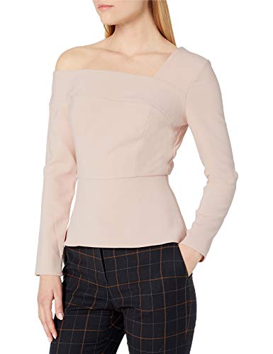 BCBGMAXAZRIA Women's Long Sleeve Peplum TOP, Bare Pink, 10