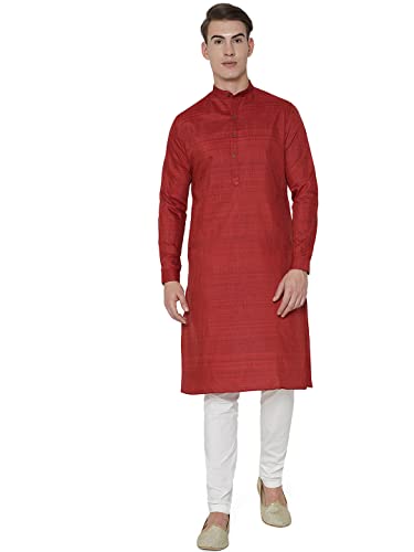 Image of JadeBlue Men's Regular Fit Self Textured Cotton Kurtas, Easy to Wear Ethnic Designer Kurtas for Men, Perfect Festive