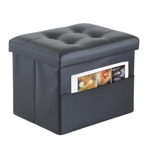 ALASDO Ottoman Storage Ottoman Footrest with Side Pocket Folding Ottoman with Srorage Small Ottoman...