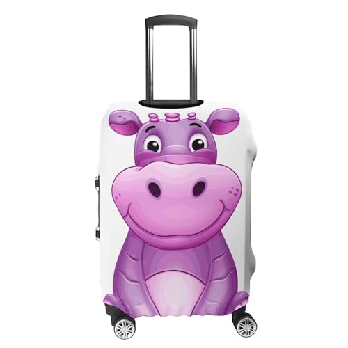 Cartoon Purple Hippo Luggage Cover, Washable Elastic Suitcase Cover Protector Fit 18-32 Inch Luggage4