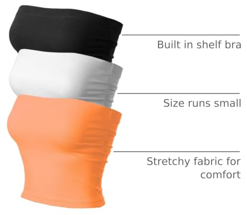 Image of MixMatchy 3 Pack Women's Cotton Tube Top with Built-in Shelf Bra Bandeau