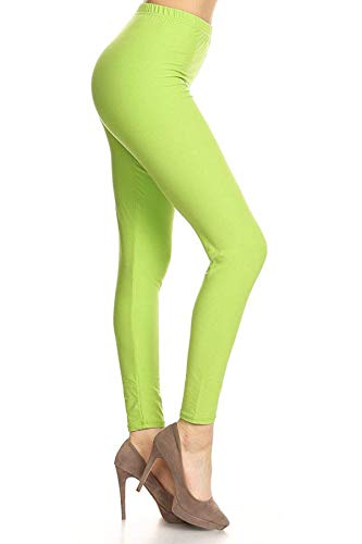 Image of Leggings Depot Women's High Waist Leggings Soft 1 inch Waistband Solid Pants - Regular, Plus, 1X3X, 3X5X