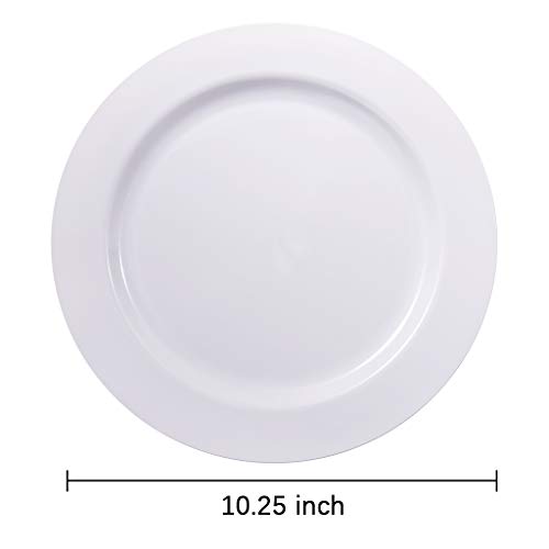 bUCLA 100PCS White Plastic Plates-10.25inch Disposable Dinner Plates-Premium Party&Wedding Plates
