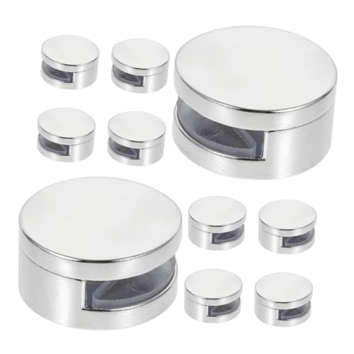 DECORNIJIA 10個 重量対応ガラスミラークリップ 壁掛け用ガラス棚クランプ 丸型鏡用耐食性ブラケット 家 浴室 店舗向け固定具