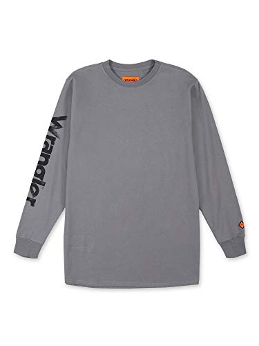Wrangler Riggs Workwear Men's FR Flame Resistant Long Sleeve Graphic Tee, Grey, Large