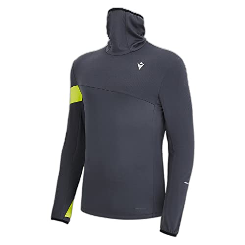 Maillot running homme Macron Edgar col haut gris et jaune
