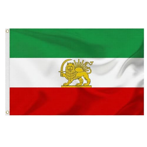 Iran Flag with Lion 5ft x 3ft Iran Lion and Sun Flag Large Iran Flags Polyester Double Side Iranian Flag Persian Flag for World Cup Garden and Outdoor Street Decoration