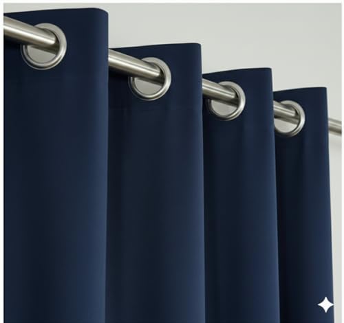 Image of Amazon Brand - Solimo Velvet Curtain Set of 2 (52x72 Inch) Plain Door & Window Curtains for Living Room & Bedroom |75% Light Blocking, Eyelet Curtains for Home Decor in Blue Color (4 feet x 6 feet)