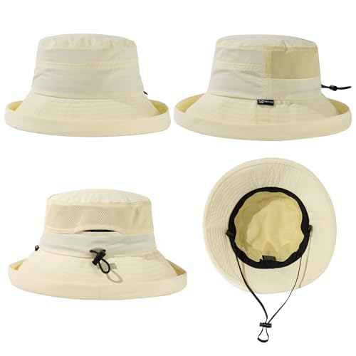 Image of TOP-EX ChicPony Women's Wide Brim Bucket Sun Hat with Ponytail Hole UPF 50 Summer Packable Sunhat for Travel Beach Outdoor