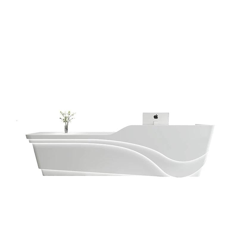 Image of Luxury Curved Reception Desk Counter for Office Lobby, Hotel Reception, Clinic Front Desk, Co-Working Space - (RCT-197 MDFL L8W2)