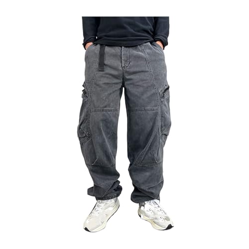 Men Japanese Streetwear Long Staple Cotton Twill Cargo Plus Size Casual Work Pants Baggy Trousers