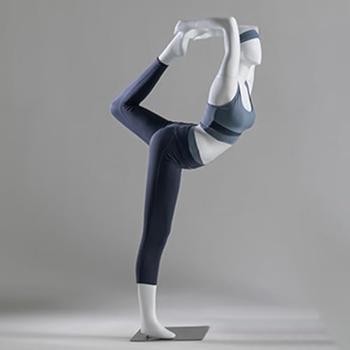 Stand Up Mannequins Adult, Faceless Female Model Full Body Dress Form Display Stand/ Yoga Poses Dummy for Window Display, Detachable Plastic Matte Manikin(B)