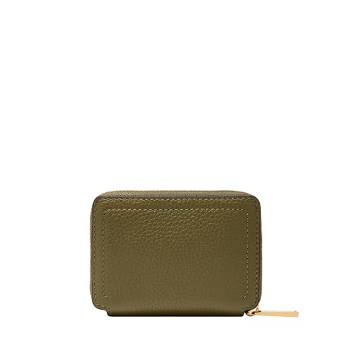Image of Fossil Women's Logan RFID-Blocking Leather Zip Around Card Case Wallet with Keychain