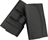 Horizontal Leather Case with Magnetic Closure with Belt Clip and Belt Loops for Consumer Cellular Doro Phone Easy 626.