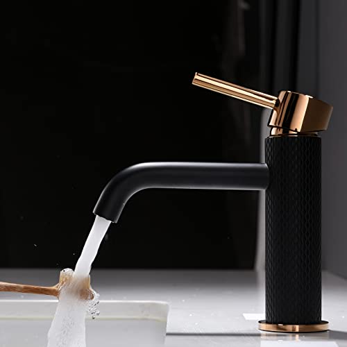 TIMACO Miscelatore da bagno Rubinetto per lavabo, nero e oro