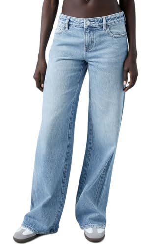 PacSun Women's Casey Low Rise Baggy Jeans Butt Slit Light Indigo