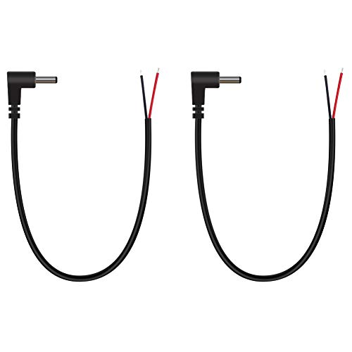 Fancasee (2 Pack) Replacement 3.5mm x 1.35mm 90 Degree Right Angle DC Power Male Plug Jack to Bare Wire Open End Pigtail Power Cable Cord for DC Power Supply Cable Repair