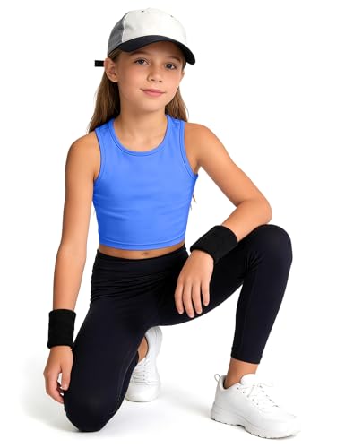 Image of HASMES Girls Athletic Tank Tops Sleeveless Basic Dance Crop Tops for Kids