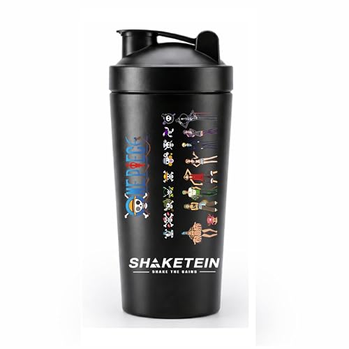 Image of Stainless Steel Gym Shaker Bottle 750ml | Leak Proof Protein Mixer Shaker | BPA Free | Metal Sports Water Bottle for Gym, Workout & Fitness (Anime-30-BLACK)