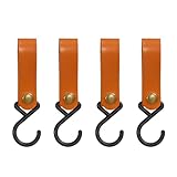MOIDHSAG 4 ganchos para cinturón de cuero con gancho, sin perforaciones, ganchos para colgar al aire libre, camping, cochecitos, gancho fácil de usar para acampar al aire libre