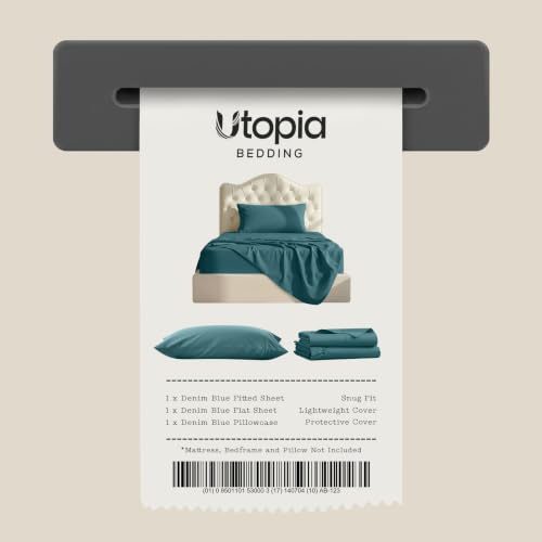 Image of Utopia Bedding Twin Sheet Set - 3 Piece Bed Sheets for Twin Size Bed, Soft and Breathable Microfiber, Includes 1 Fitted Sheet, 1 Flat Sheet and 1 Pillowcase - Oeko Tex (Denim Blue)