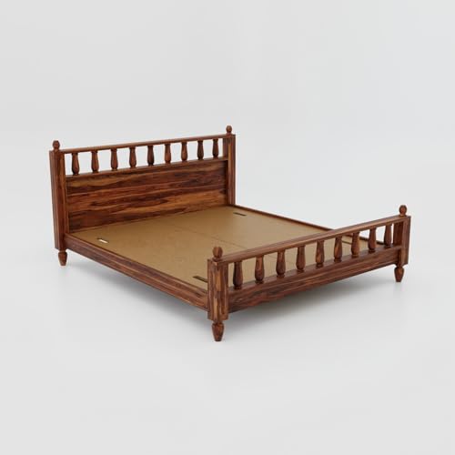Image of Solid Sheesham Wood Poster King Size Poster Honeymoon Bed Without Storage with Designer Piller and Cane Crafting