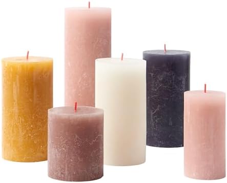 Bolsius Rustic Candle Gift Set - Urban Nature - Box of 6 Candles - Long Burning Time - Household Candle - Interior Decoration - Unscented - Includes Natural Vegan Wax - No Palm Oil