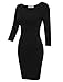 TAM WARE Women's Classic Slim Fit 3/4 Sleeve Knit Dress TWCWD050N-BLACK-M