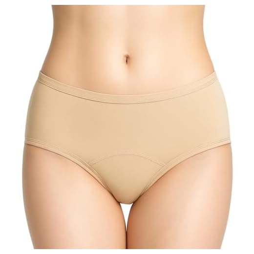 NoBlood Perioden Unterwäsche = 2-3 Tampons - Waschbar - Baumwolle - Ökologisch - Menstruation - Unterwäsche für die Periode - Periodenslips - Absorbierend - Mädchen Damen - XXS / 4XL (Nude-Mohina, M)